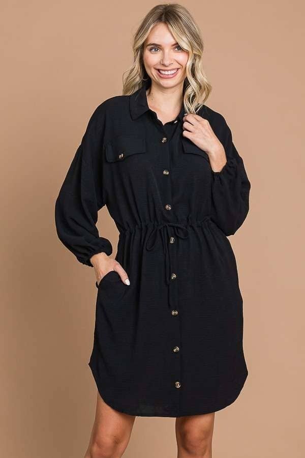 Drawstring waist shirt dress online